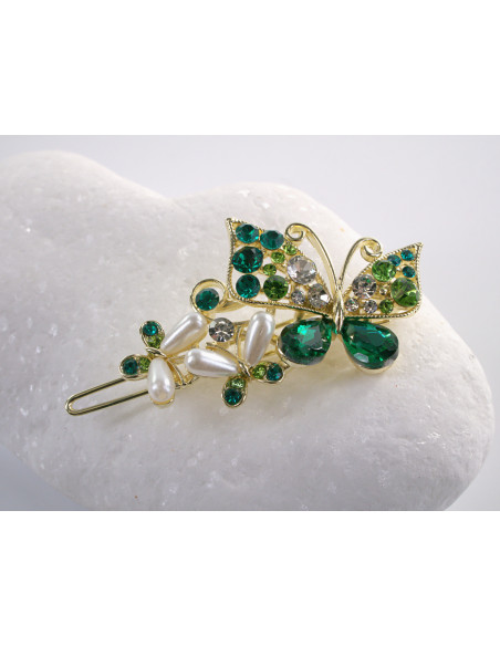 SPINKA  do włosów MOTYL MOTYLEK  Z KRYSZTAŁKAMI  Lolita Akcesoria ZIELONY