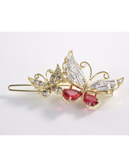 SPINKA  do włosów MOTYL MOTYLEK  Z KRYSZTAŁKAMI  Lolita Akcesoria MALINOWY