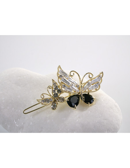 SPINKA  do włosów MOTYL MOTYLEK  Z KRYSZTAŁKAMI  Lolita Akcesoria CZARNY