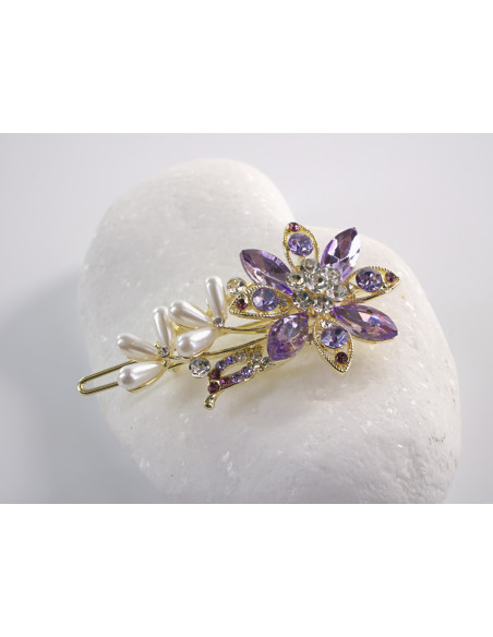 SPINKA  do włosów KWIATEK KWIAT Z KRYSZTAŁKAMI  Lolita Akcesoria FIOLETOWY