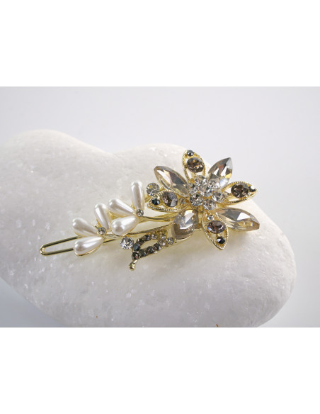 SPINKA  do włosów KWIATEK KWIAT Z KRYSZTAŁKAMI  Lolita Akcesoria GRAFITOWY