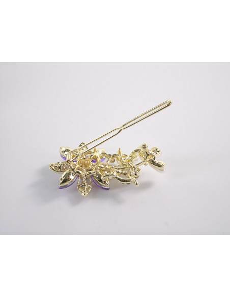 SPINKA  do włosów KWIATEK KWIAT Z KRYSZTAŁKAMI  Lolita Akcesoria FIOLETOWY