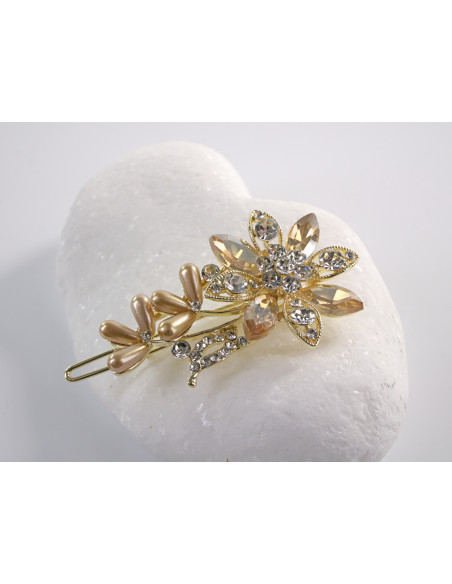 SPINKA  do włosów KWIATEK KWIAT Z KRYSZTAŁKAMI  Lolita Akcesoria MIODOWY