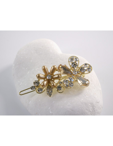 SPINKA  do włosów KWIATEK KWIAT Z KRYSZTAŁKAMI  Lolita Akcesoria MIODOWY