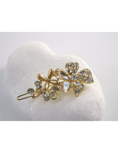 SPINKA  do włosów KWIATEK KWIAT Z KRYSZTAŁKAMI  Lolita Akcesoria MIODOWY