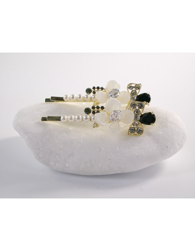 Wsuwka do włosów z KWIATKAMI  z kryształkami 2...