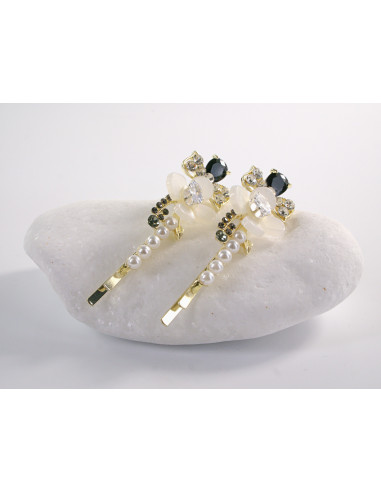 Wsuwka do włosów z KWIATKAMI  z kryształkami 2...