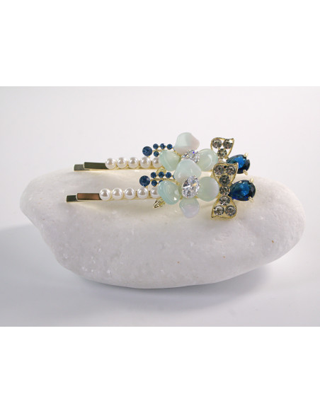 Wsuwka do włosów z KWIATKAMI z kryształkami 2 szt. Lolita Akcesoria