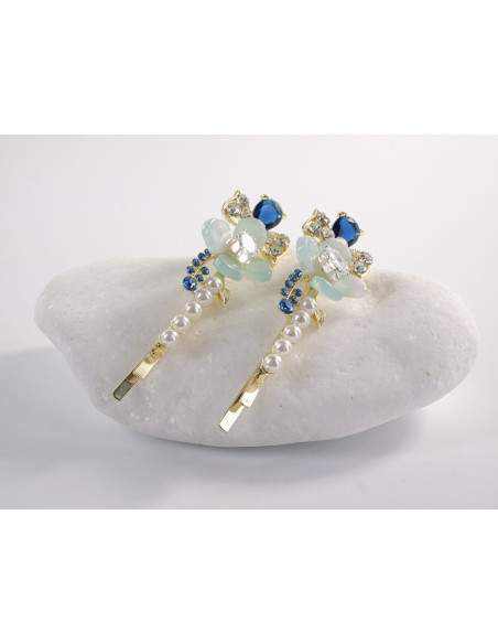 Wsuwka do włosów z KWIATKAMI z kryształkami 2 szt. Lolita Akcesoria