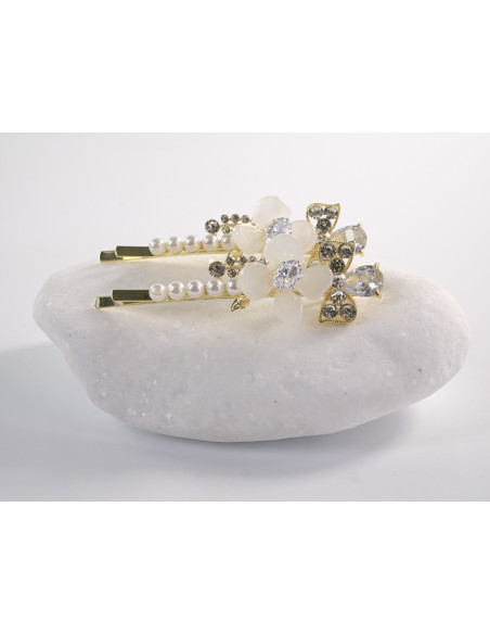 Wsuwka do włosów z KWIATKAMI  z kryształkami 2 szt. Lolita Akcesoria