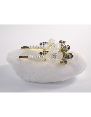 Wsuwka do włosów z KWIATKAMI  z kryształkami 2...