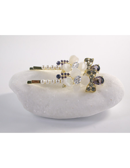 Wsuwka do włosów z KWIATKAMI  z kryształkami 2 szt. Lolita Akcesoria