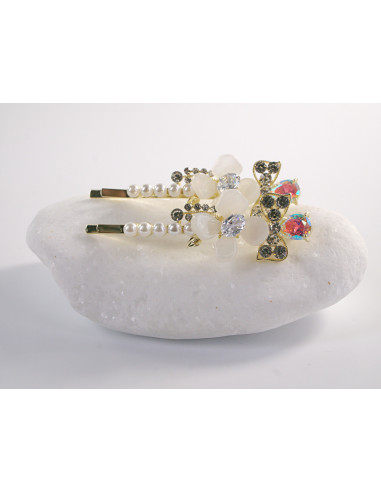 Wsuwka do włosów z KWIATKAMI  z kryształkami 2...