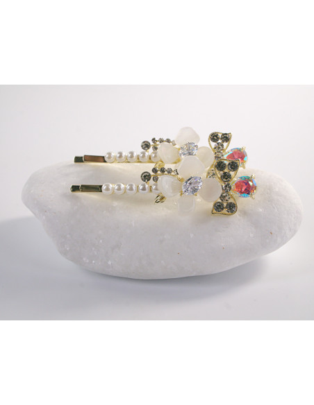 Wsuwka do włosów z KWIATKAMI  z kryształkami 2 szt. Lolita Akcesoria