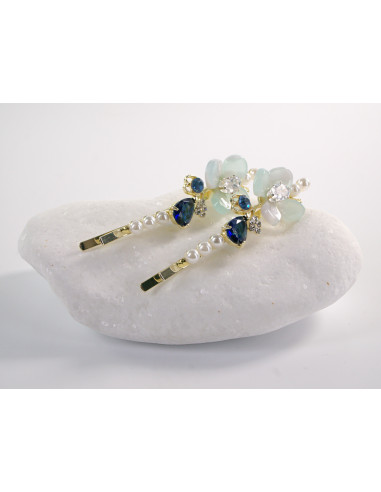 Wsuwka do włosów z KWIATKAMI  z kryształkami 2...