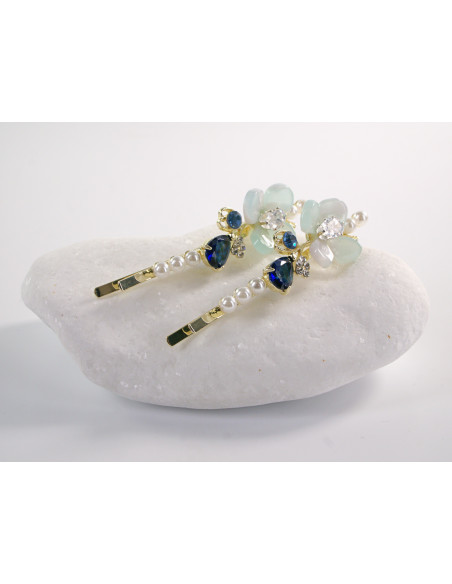 Wsuwka do włosów z KWIATKAMI  z kryształkami 2 szt. Lolita Akcesoria