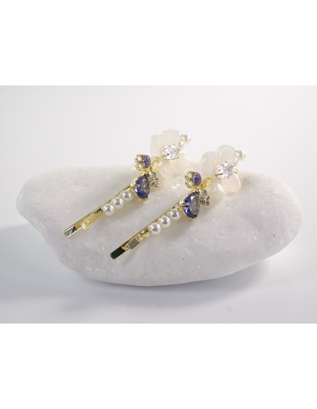 Wsuwka do włosów z KWIATKAMI  z kryształkami 2 szt. Lolita Akcesoria