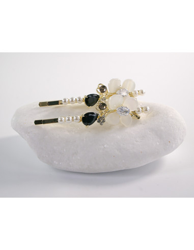 Wsuwka do włosów z KWIATKAMI  z kryształkami 2...