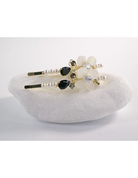 Wsuwka do włosów z KWIATKAMI  z kryształkami 2 szt. Lolita Akcesoria