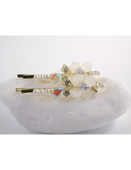 Wsuwka do włosów z KWIATKAMI  z kryształkami 2 szt. Lolita Akcesoria