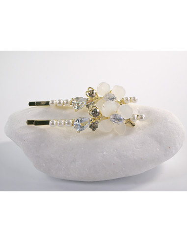 Wsuwka do włosów z KWIATKAMI  z kryształkami 2...