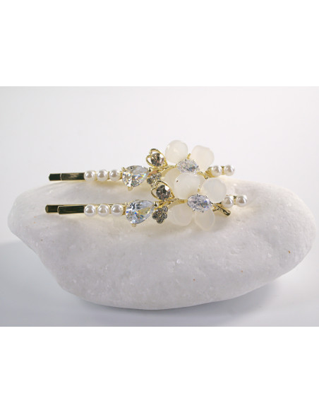 Wsuwka do włosów z KWIATKAMI  z kryształkami 2 szt. Lolita Akcesoria