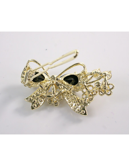 SPINKA  do włosów KOKARDKA Z KRYSZTAŁKAMI  Lolita Akcesoria CZARNY