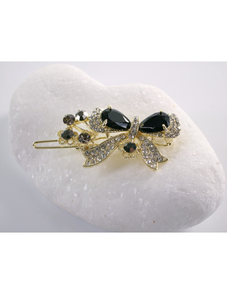 SPINKA  do włosów KOKARDKA Z KRYSZTAŁKAMI  Lolita Akcesoria CZARNY