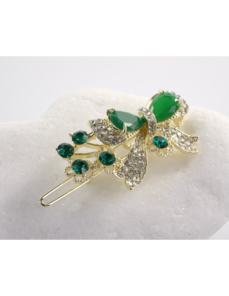 SPINKA  do włosów KOKARDKA Z KRYSZTAŁKAMI  Lolita Akcesoria ZIELONY