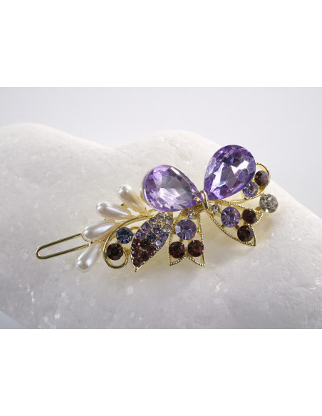 SPINKA  do włosów KOKARDKA Z KRYSZTAŁKAMI  Lolita Akcesoria FIOLETOWY