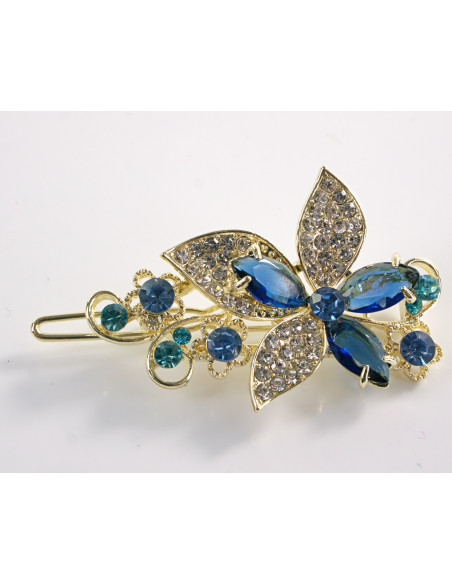 SPINKA  do włosów KWIATEK KWIAT Z KRYSZTAŁKAMI  Lolita Akcesoria NIEBIESKI