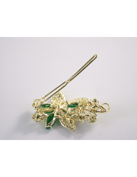SPINKA  do włosów KWIATEK KWIAT Z KRYSZTAŁKAMI  Lolita Akcesoria ZIELONY