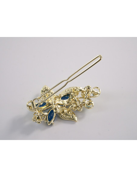 SPINKA  do włosów KWIATEK KWIAT Z KRYSZTAŁKAMI  Lolita Akcesoria NIEBIESKI