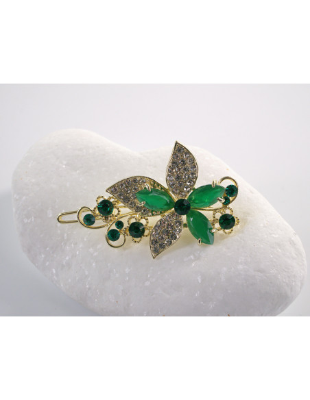 SPINKA  do włosów KWIATEK KWIAT Z KRYSZTAŁKAMI  Lolita Akcesoria ZIELONY