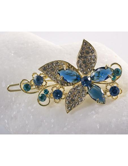 SPINKA  do włosów KWIATEK KWIAT Z KRYSZTAŁKAMI  Lolita Akcesoria NIEBIESKI