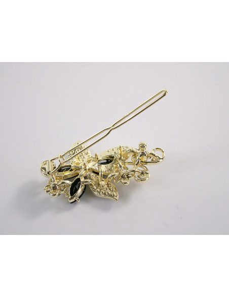 SPINKA  do włosów KWIATEK KWIAT Z KRYSZTAŁKAMI  Lolita Akcesoria CZARNY