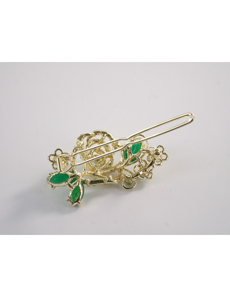 SPINKA  do włosów RÓŻA KWIAT Z KRYSZTAŁKAMI  Lolita Akcesoria ZIELONY