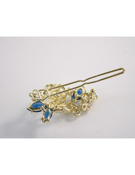 SPINKA  do włosów RÓŻA KWIAT Z KRYSZTAŁKAMI  Lolita Akcesoria NIEBIESKI