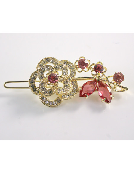 SPINKA  do włosów RÓŻA KWIAT Z KRYSZTAŁKAMI  Lolita Akcesoria MALINOWY