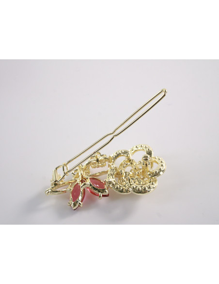 SPINKA  do włosów RÓŻA KWIAT Z KRYSZTAŁKAMI  Lolita Akcesoria MALINOWY