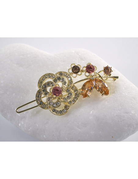 SPINKA  do włosów RÓŻA KWIAT Z KRYSZTAŁKAMI  Lolita Akcesoria MIODOWY