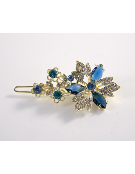 SPINKA  do włosów KWIATEK KWIAT Z KRYSZTAŁKAMI  Lolita Akcesoria NIEBIESKI