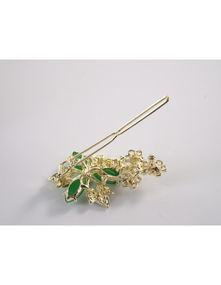 SPINKA  do włosów KWIATEK KWIAT Z KRYSZTAŁKAMI  Lolita Akcesoria ZIELONY