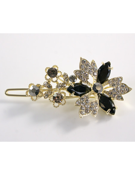SPINKA  do włosów KWIATEK KWIAT Z KRYSZTAŁKAMI  Lolita Akcesoria CZARNY