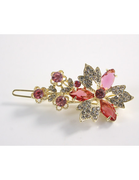 SPINKA  do włosów KWIATEK KWIAT Z KRYSZTAŁKAMI  Lolita Akcesoria MALINOWY