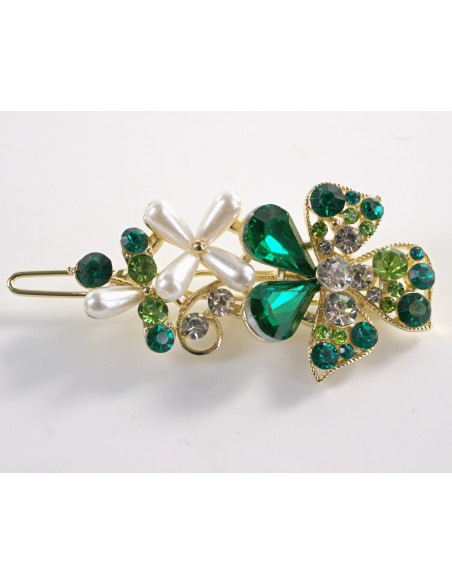 SPINKA  do włosów KWIATEK KWIAT Z KRYSZTAŁKAMI  Lolita Akcesoria ZIELONY