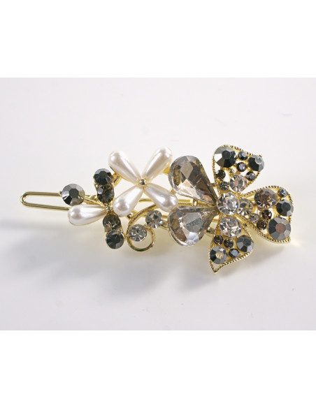 SPINKA  do włosów KWIATEK KWIAT Z KRYSZTAŁKAMI  Lolita Akcesoria GRAFITOWY