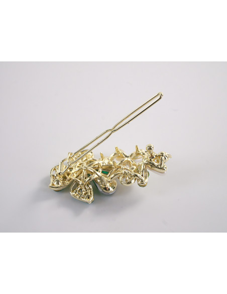 SPINKA  do włosów KWIATEK KWIAT Z KRYSZTAŁKAMI  Lolita Akcesoria ZIELONY