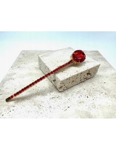 WSUWKA, CRYSTAL do włosów na BAL ZJAWISKOWA CZERWONA WSUWKA KRYSZTAŁOWA