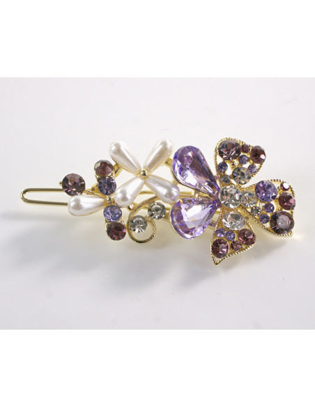 SPINKA  do włosów KWIATEK KWIAT Z KRYSZTAŁKAMI  Lolita Akcesoria FIOLETOWY